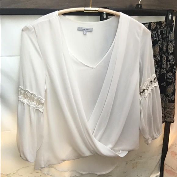 Naked Zebra Tops - Naked Zebra Boho Chic Surplice Draped Chiffon Long Sleeve Blouse